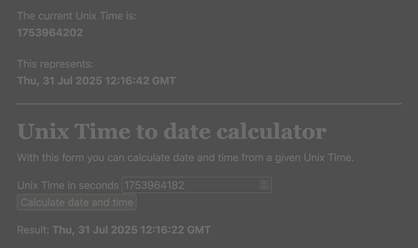Unix Time Calculator